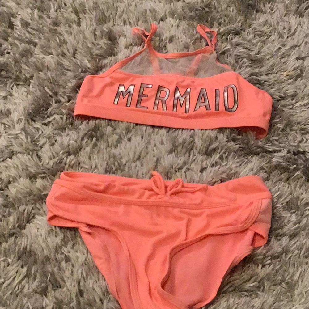 Peach two piece mermaid swimsuit